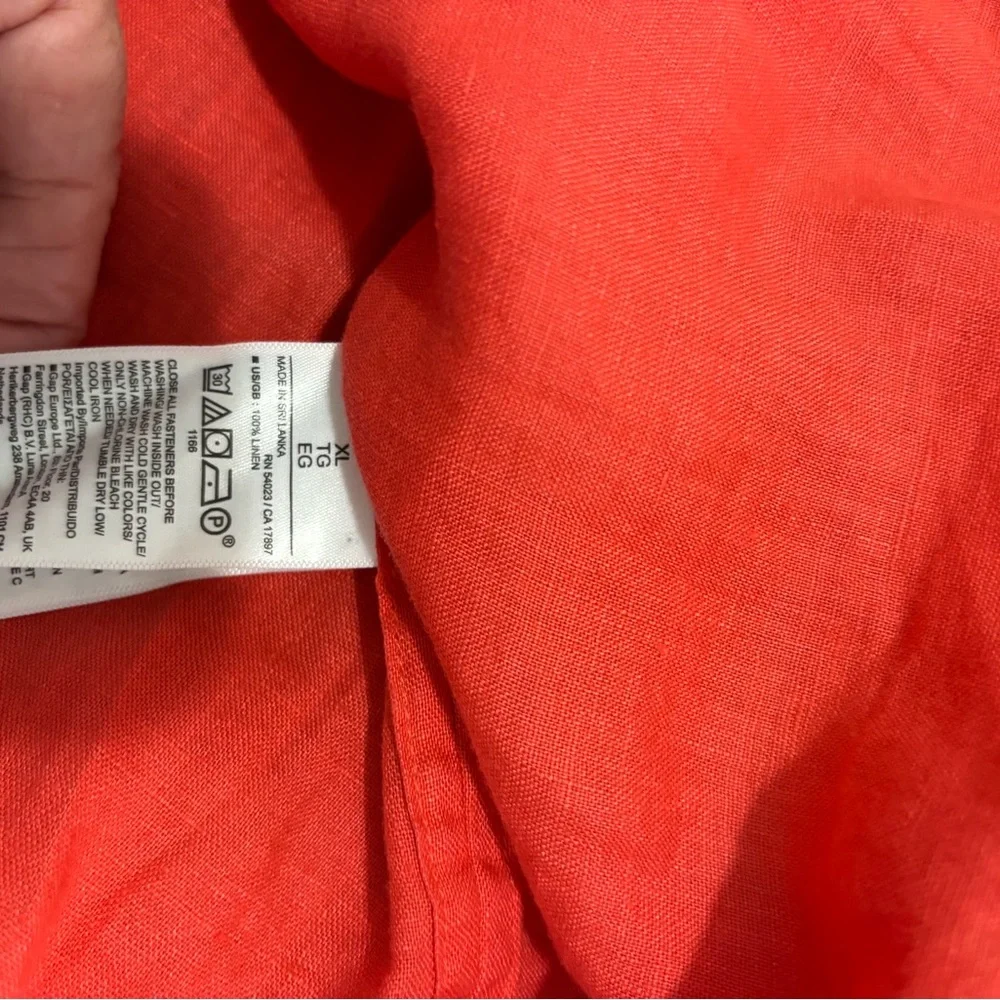 Banana Republic Linen Button-Up Shirt in Coral-Red XL NWOT - Picture 5 of 5